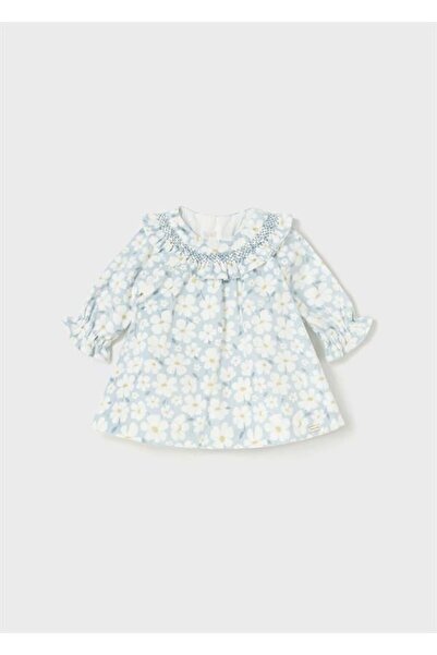 MAYORAL Yenidoğan Kız Fırfır Yakalı Kadife Elbise