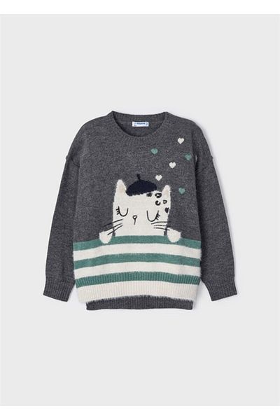 MAYORAL Girl's Cat Detailed Sweater