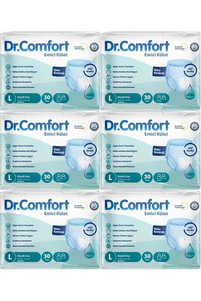 Dr.Comfort Adult Absorbent Diaper Panties - L Large 180 Pieces (6Pk*30)