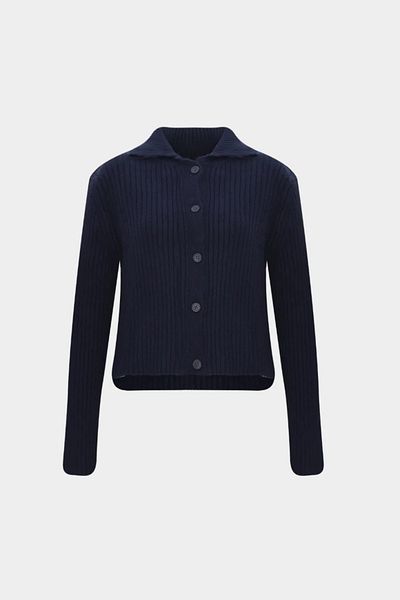 Açelya Okcu Selanik Knit Polo Neck Κοντή γυναικεία πλεκτή ζακέτα