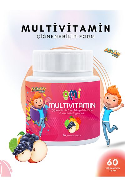OMİ Omi - قالب جل سكر ناعم مع فيتامينات متعددة للأطفال 60 - أسد TRT