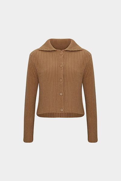 Açelya Okcu Selanik Knit Polo Neck Κοντή γυναικεία πλεκτή ζακέτα