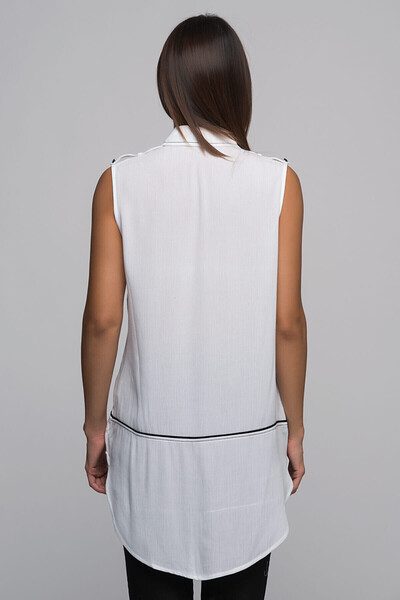 Cotton Mood 7361737 Sleeveless Shirt with Interlaced Epaulettes Ecru