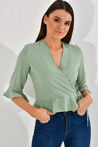 Cotton Mood 20023304 Sunshine Pompom Double-Breasted Tie Capri Sleeve Blouse ...