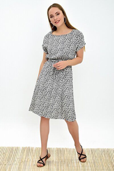 Cotton Mood 93030312 Dok.Vis. Crispy Design Elastic Waist Bat Sleeve Dress Ec...