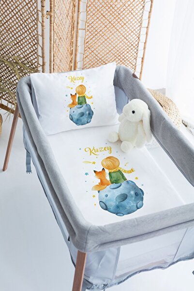 Lilabio %100 Pamuk Saten İsme Özel İsimli 70x120 Park Yatak Nevresim Seti Küç...