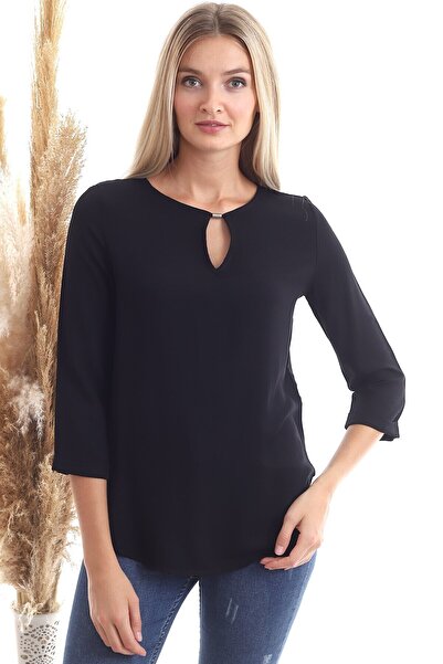 Cotton Mood 20343352 بلوزة دوك.فيسكون بأكمام طويلة مع إكسسوارات ياقة باللون ا...