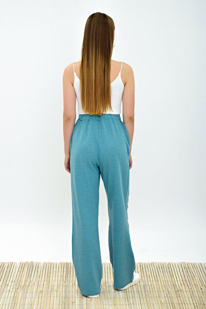 Cotton Mood 9292933 Double Pocket Wide Leg Trousers Turquoise