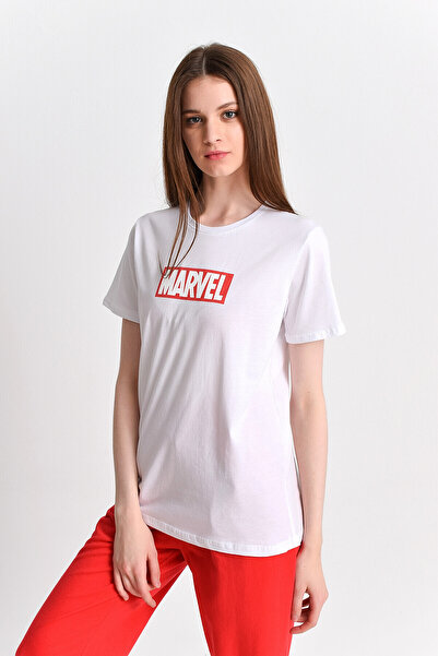 Cotton Mood 9282821 Single Jersey Printed Short Sleeve T-Shirt White-Red