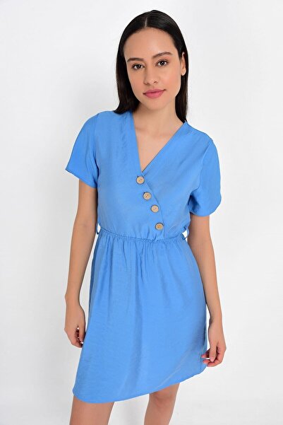 Cotton Mood 9201573 Bodrum Kms. Sleeveless Side Buttoned Dress Indigo