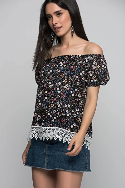 Cotton Mood 7232312 Şile Fabric Skirt Guipure Collar Elastic Off-The-Shoulder...