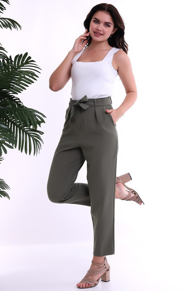 Cotton Mood 22222382 Azra Pocketed Carrot Pants Khaki