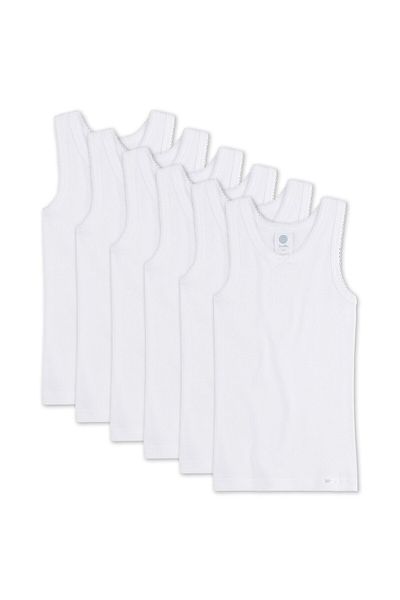 Sanetta Mädchen Unterhemd 6er Pack - Shirt o. Arme, Top, Organic Cotton, einfarbig