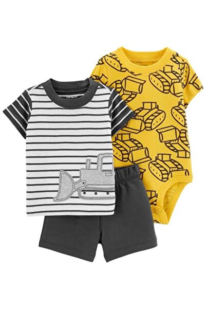 Carter's Carters Erkek Bebek Kepçe Desenli 3'lü Şort Takım