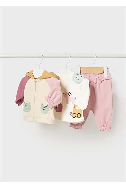 MAYORAL Newborn Girl Color Blocked Hooded 3-Piece Set