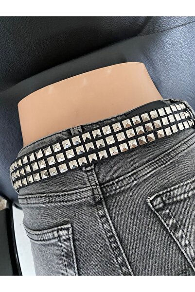 Aksabeltchokers Чорний 4 см сріблястий колір з повним пірамідальним металевим...