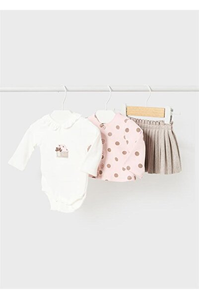 MAYORAL Yenidoğan Kız Pile Etekli 3'lü Takım