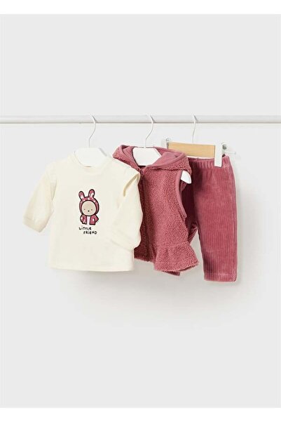 MAYORAL Newborn Girl Plush Vest 3 Piece Set