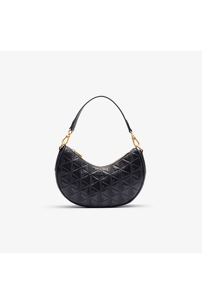 Lacoste Maheki Women's Monogram Leather Black Shoulder Bag
