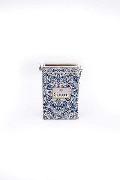 EVLE Er043-y1 Azulejos Coffee Patterned Rectangular Metal Storage Container 8x10 Cm
