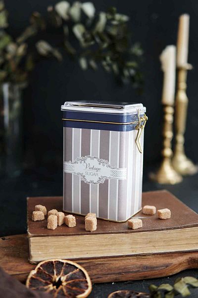 EVLE Er043-8a Elegance Sugar Patterned Rectangular Metal Storage Container 8x10 Cm