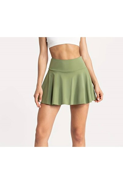 LADY HAZAL High Waist Khaki Tennis Skirt - Darkalip Shorts Skirt, Slimfit Double Layer Sports Skirt