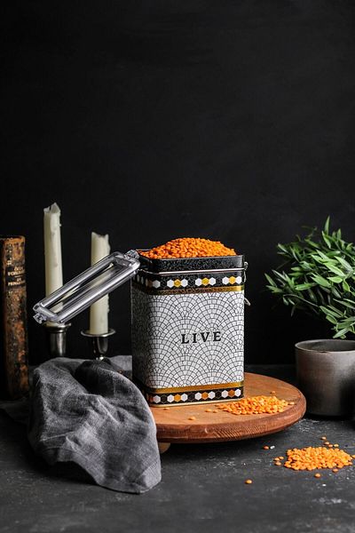 EVLE Er043-9d Mosaic Live Patterned Rectangular Metal Storage Container 8x10 Cm