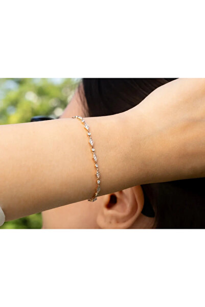 Safir Kuyumculuk 0,37ct Yuvarlak Kesim Pırlanta Taşlı Bileklik - 14 Ayar Rose...