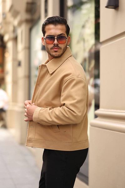 gm giyimarket Ανδρικό παλτό με στάμπα Oversize