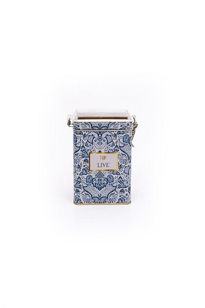 EVLE Er043-4b Azulejos Live Patterned Rectangular Metal Storage Container 8x10 Cm