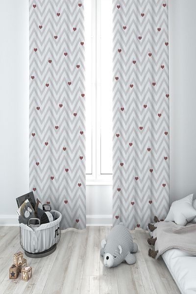 MASAL ODAM BABY AND KIDS ROOM 3-Piece Princess Girl Zigzag Patterned 2 Wings Background Curtain
