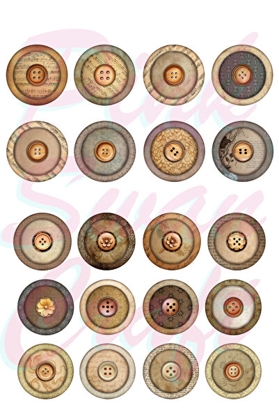 Pink Swan Craft Set de nasturi din lemn de epocă - pentru Bullet Journal, Scrapbook, Planner, Agenda