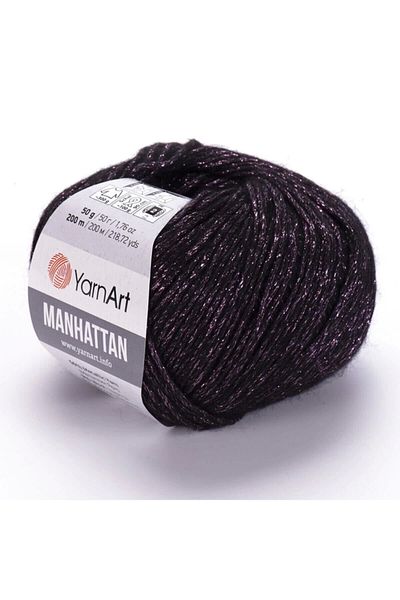 Yarnart Manhattan - Glitter Hand Knitting Νήμα Μαύρο-μωβ Glitter-906