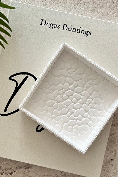 Mandalin Art Studio Stone Patterned Square Decorative Plate, Jewelry Plate