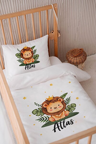 Lilabio %100 Pamuk Saten Isme Özel Isimli 100x150 Bebek Yatak Nevresim Seti A...