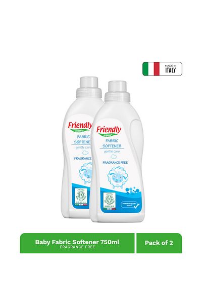 Friendly Organic Fragrance Free Baby Fabric Softener 750ml ,  Pack of 2