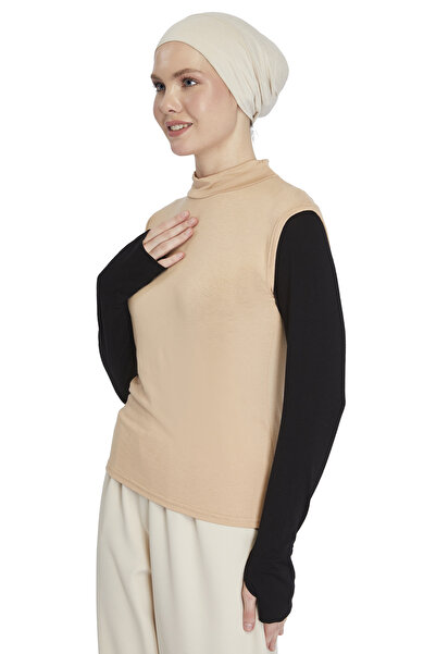 Altobeh Turtleneck Lycra Organic Sleeveless Women's Body - Beige