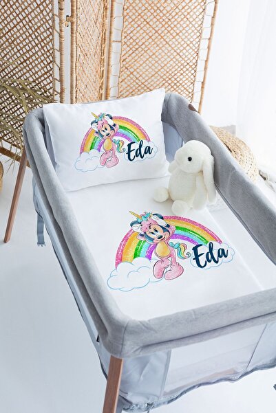 Lilabio %100 Pamuk Saten İsme Özel İsimli 70x120 Park Yatak Nevresim Seti Min...