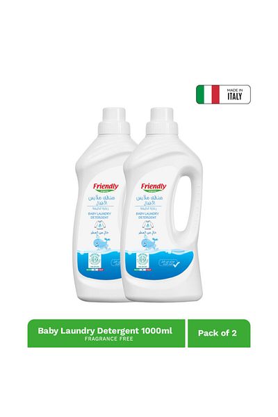 Friendly Organic Baby Laundry Detergent 1000ml Fragrance Free, Pack of 2
