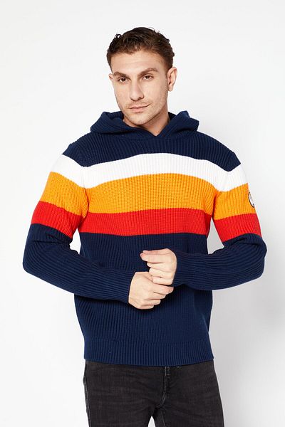 Ellesse x Michael Kors Men Hooded Ribbed Long Sleeves Sweater, Multicolor