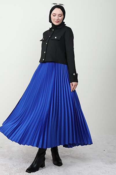 Giza Giyim Saks Colorful Satin Pleated Skirt