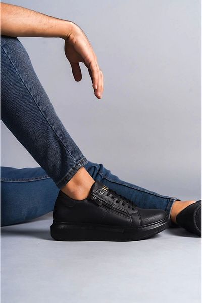 TB Terzi Bey Tb155 Warrior Lace-Up and Zippered Skin Men's Casual Sneaker Shoes Cst - Black