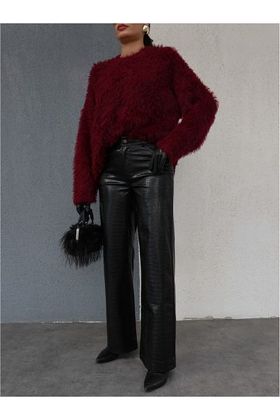 ESRAHELVACI Black Snake Pattern Leather Trousers