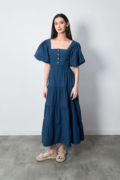 Fulla Moda Φόρεμα με μπαλόνι με ελαστική μέση και χαμηλή πλάτη