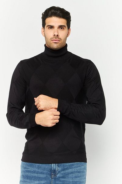 Sorbino Men Mock Neck Long Sleeves Heather Sweatshirt, Black
