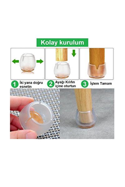 Tarix Masa sandalye Profil Ayak Pabucu Sessiz , Kaydırmaz zemin koruyucu 8adet M siyah