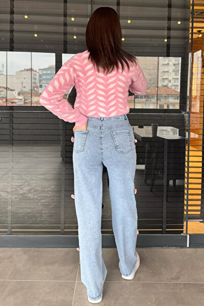 GÜLSELİ Blugi de damă cu talie înaltă, cu fundă albastră, cu picioare largi