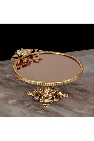 Genel Markalar Aynalı Yuvarlak Lüx Çırağan Sunum Tepsisi 25,5CM