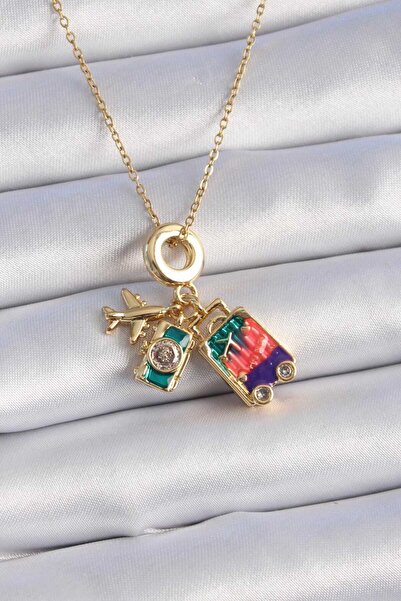 Tasarım 316L Çelik Zirkon Taşlı Fotoğraf Makinesi Valiz Uçak Figürlü Pasaport...