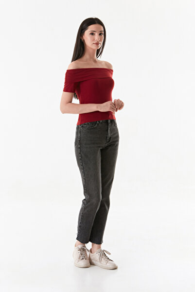 Fulla Moda Basic Madonna Collar Blouse